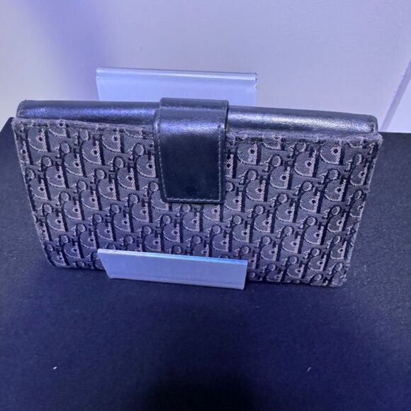 Christian Dior Black John Galliano Oblique Monogram Logo Canvas Wallet RARE!!! - Picture 2 of 11